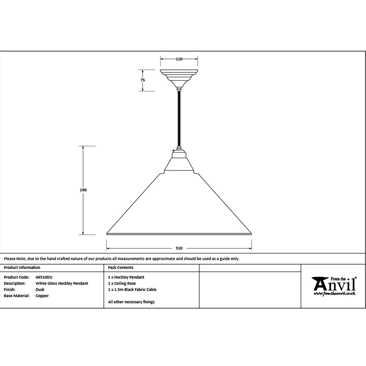 White Gloss Hockley Pendant in Dusk