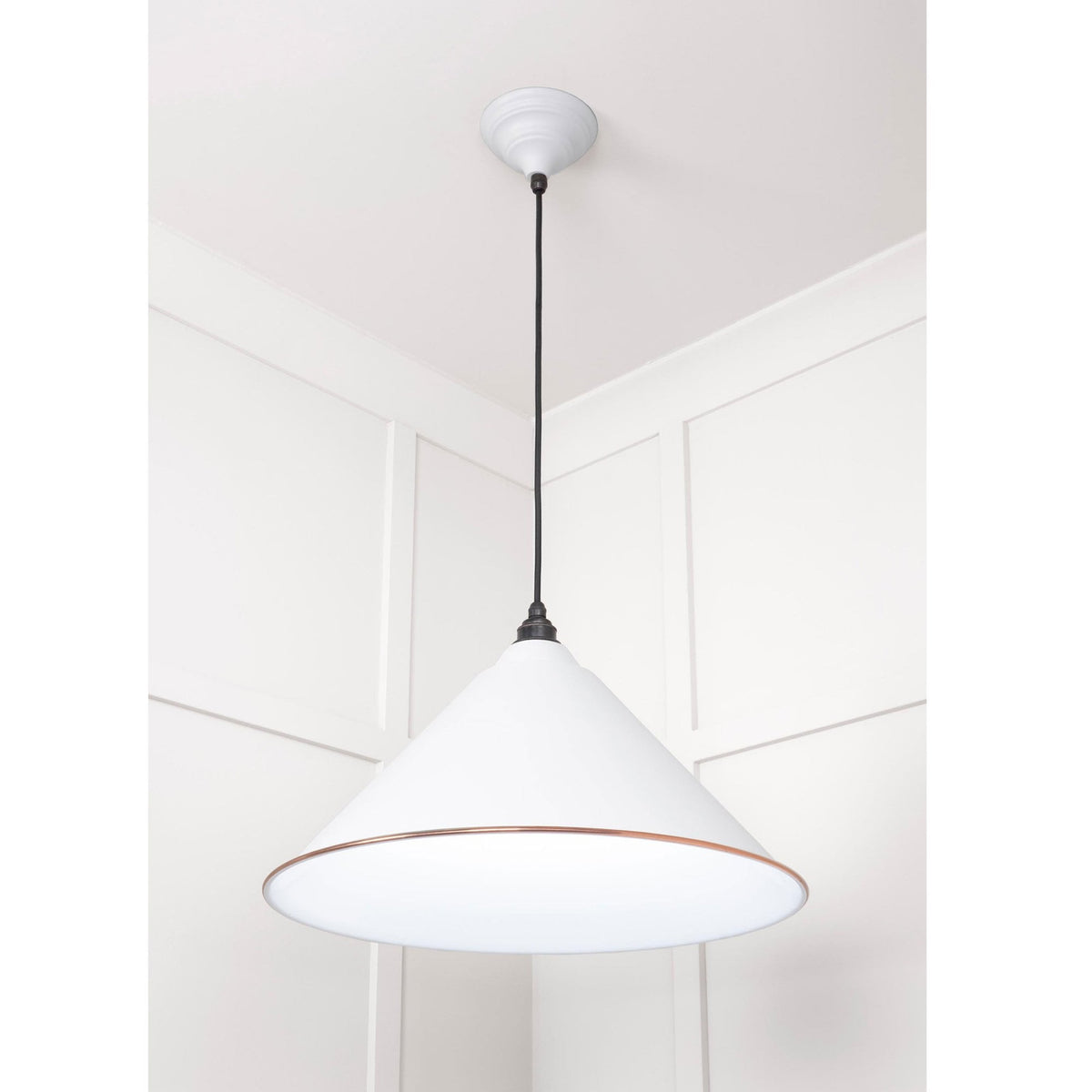 White Gloss Hockley Pendant in Flock