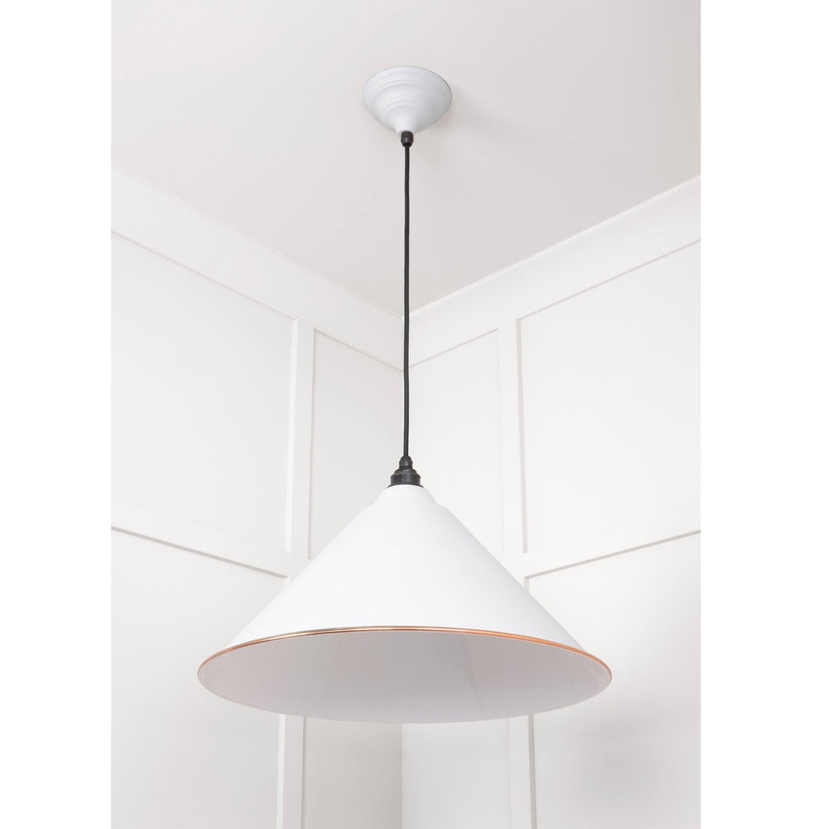 White Gloss Hockley Pendant in Flock