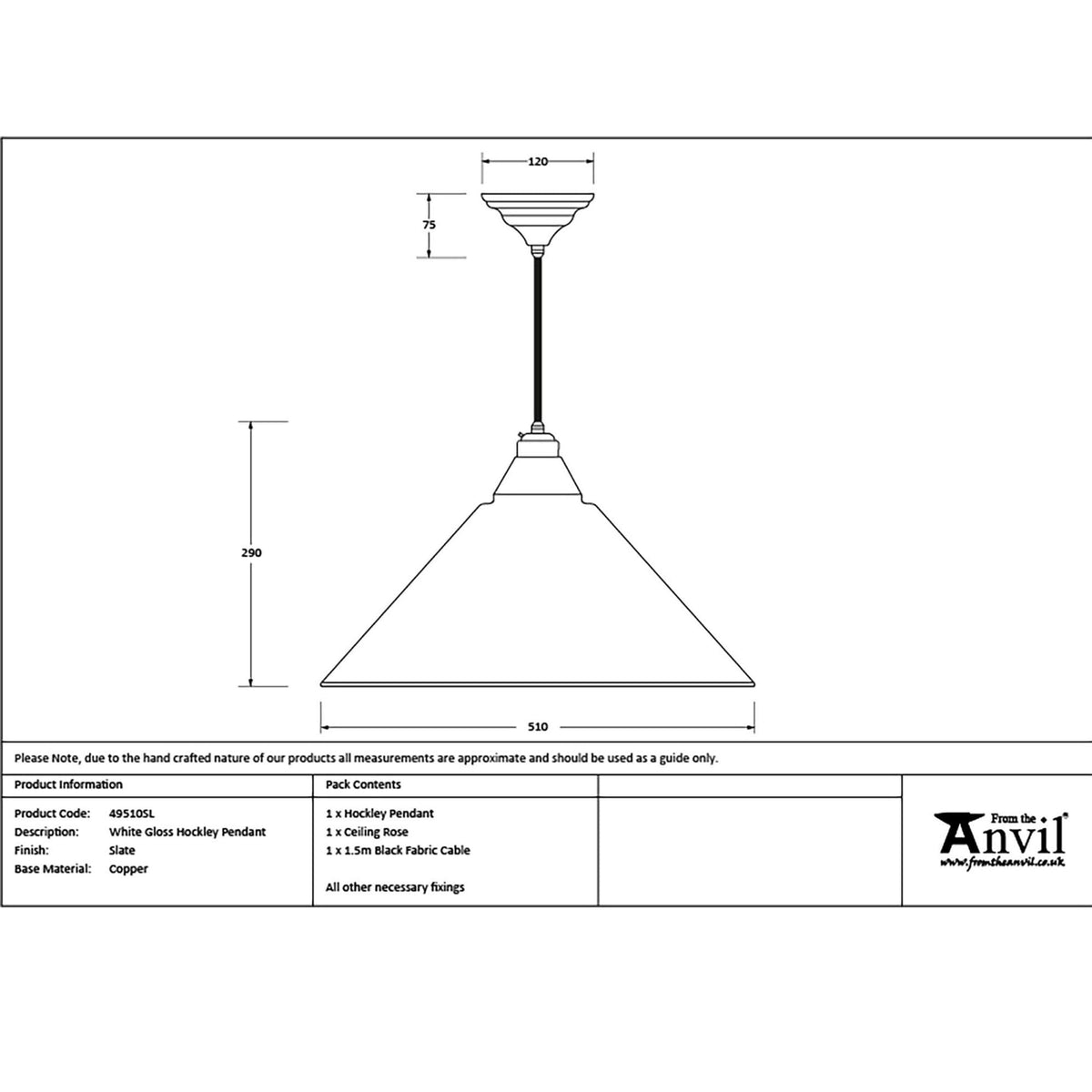White Gloss Hockley Pendant in Slate
