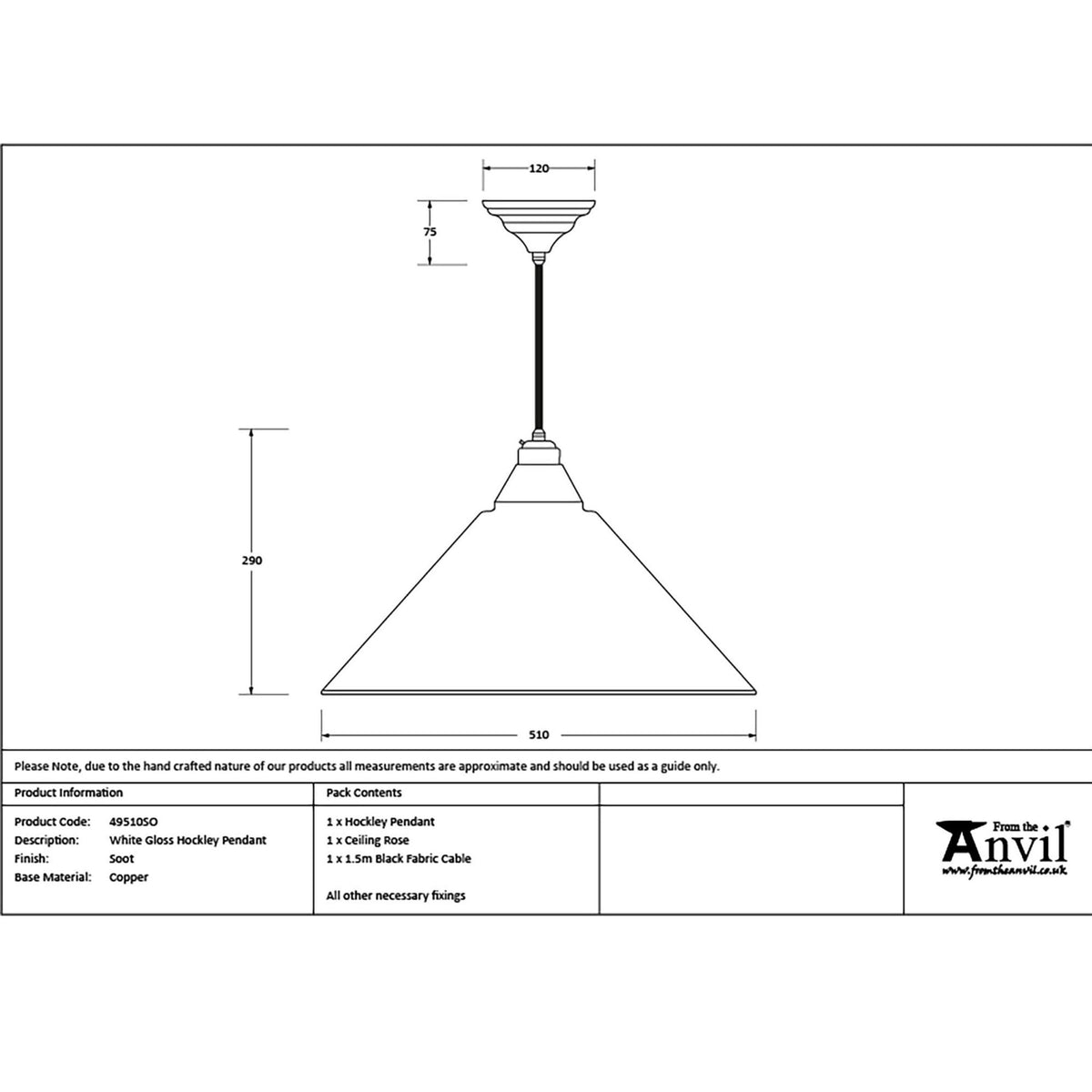 White Gloss Hockley Pendant in Soot