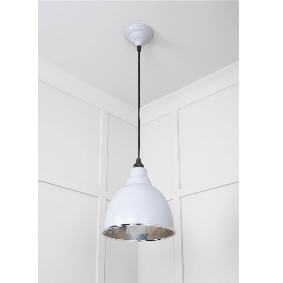 Hammered Nickel Brindley Pendant in Birch