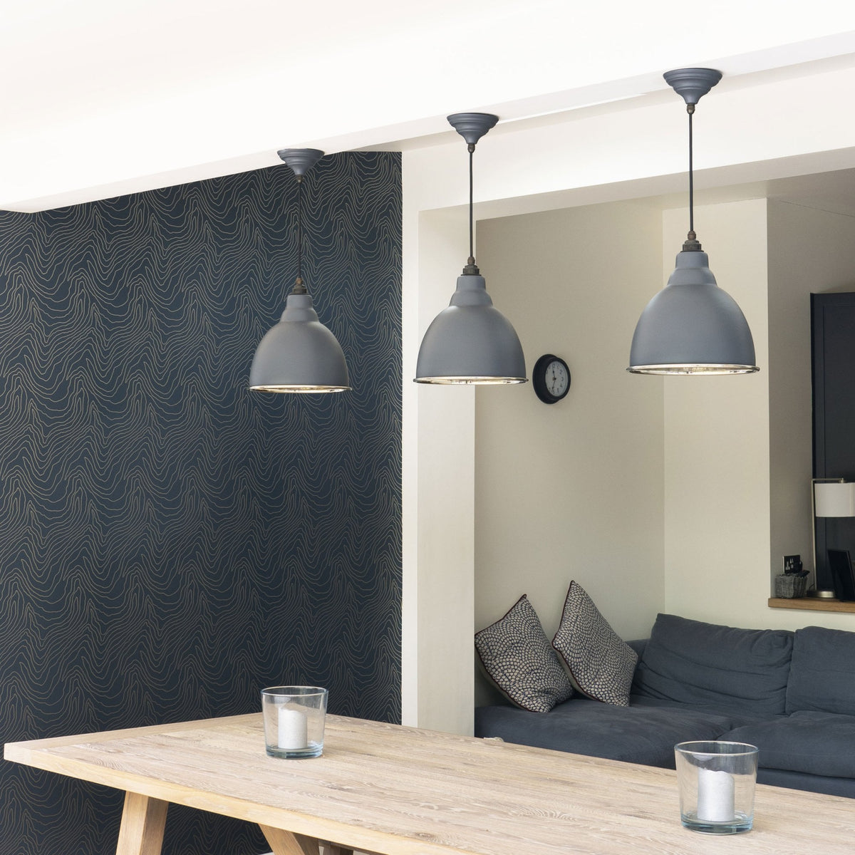 Hammered Nickel Brindley Pendant in Slate