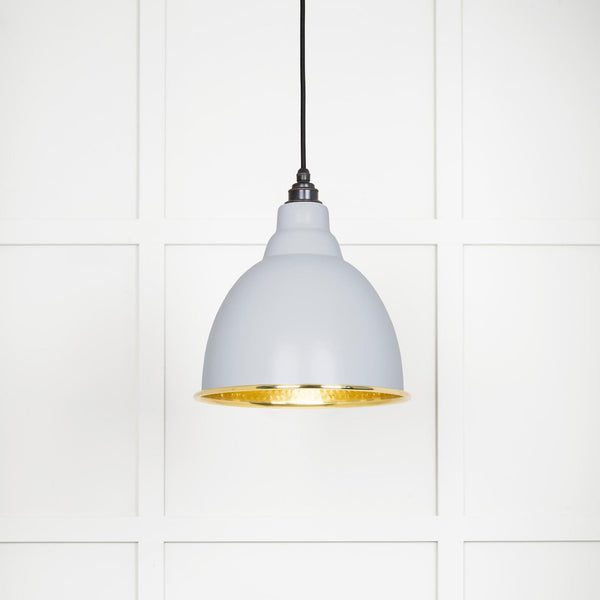 Hammered Brass Brindley Pendant in Birch
