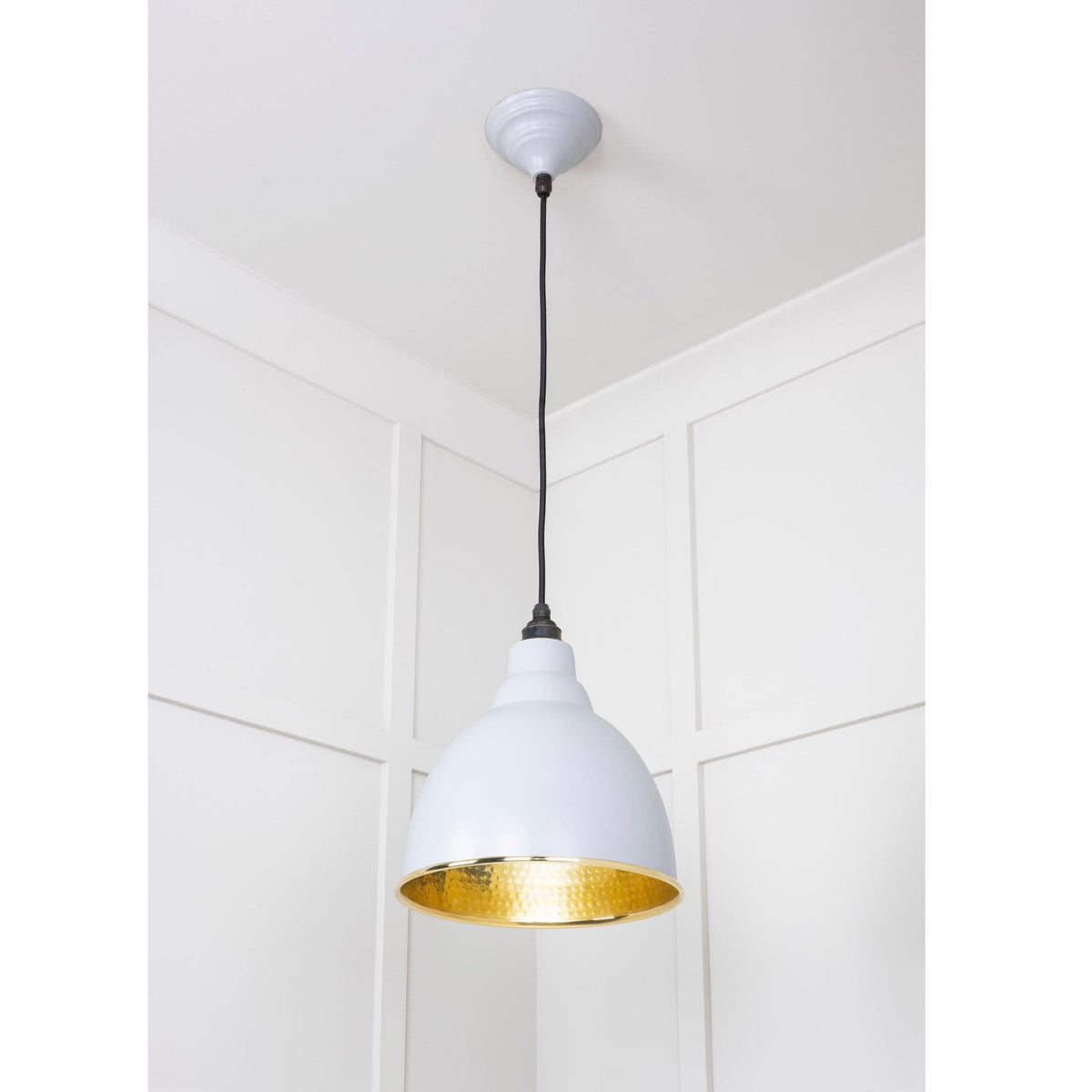 Hammered Brass Brindley Pendant in Birch