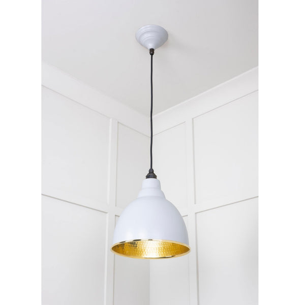 Hammered Brass Brindley Pendant in Birch