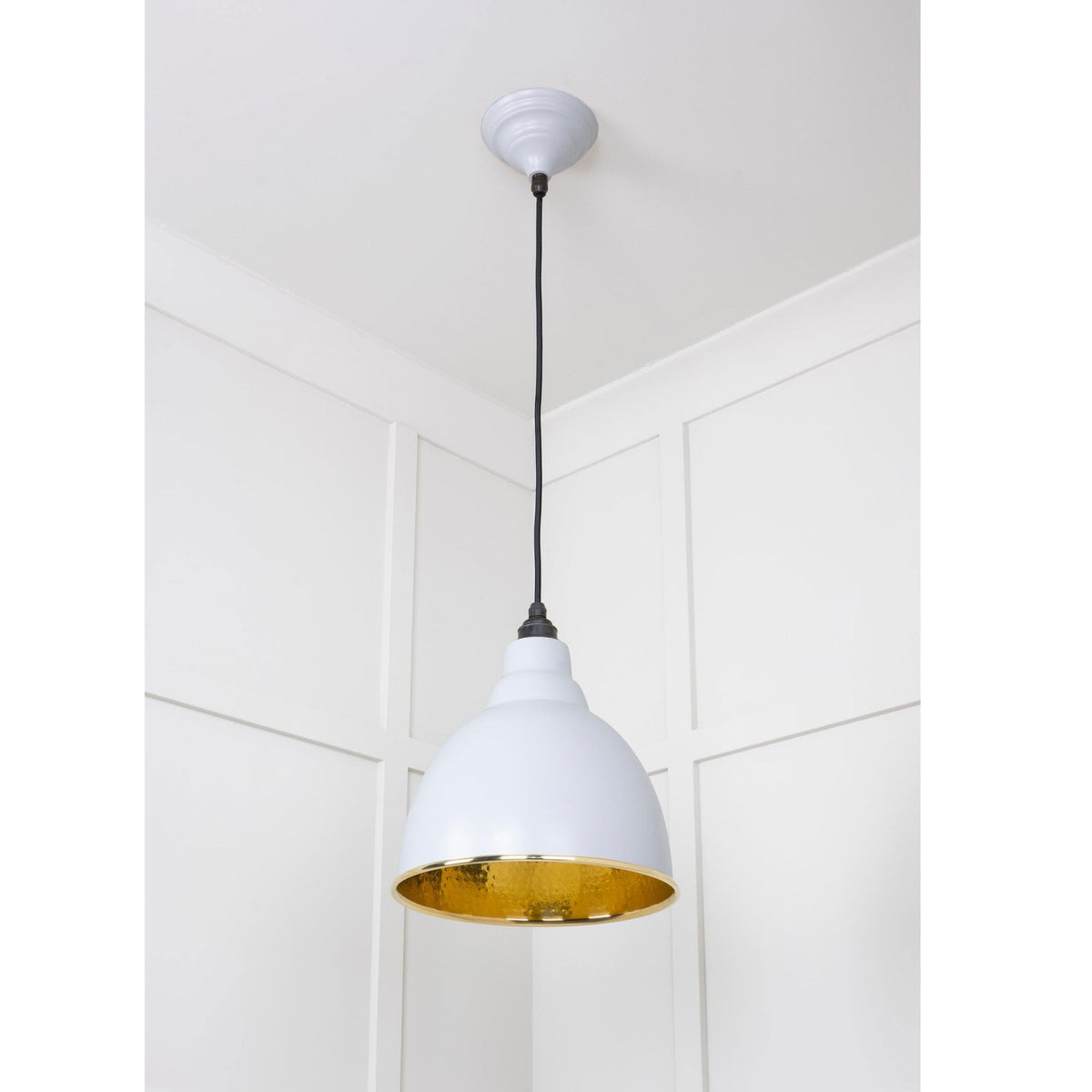 Hammered Brass Brindley Pendant in Birch