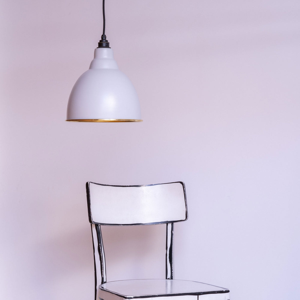 Hammered Brass Brindley Pendant in Birch