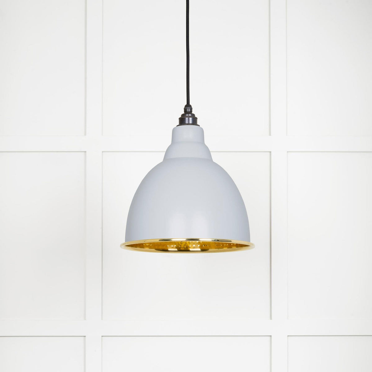 Hammered Brass Brindley Pendant in Birch
