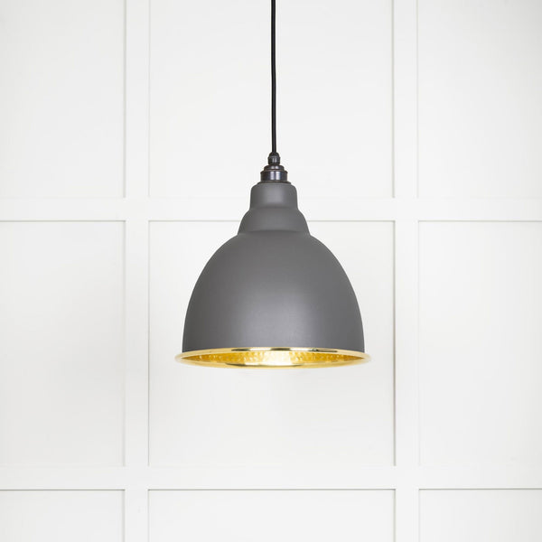 Hammered Brass Brindley Pendant in Bluff