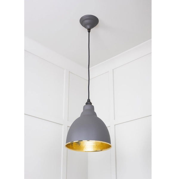 Hammered Brass Brindley Pendant in Bluff