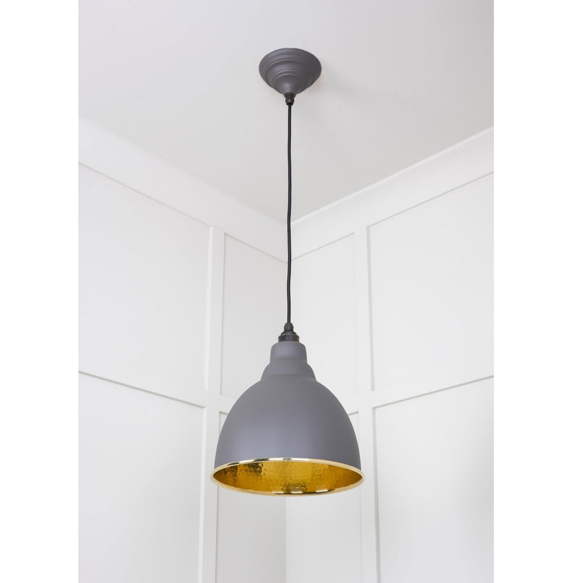 Hammered Brass Brindley Pendant in Bluff