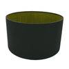 Sigma 30cm Midnight Black Faux Silk Drum Shade With Olive Green Lining