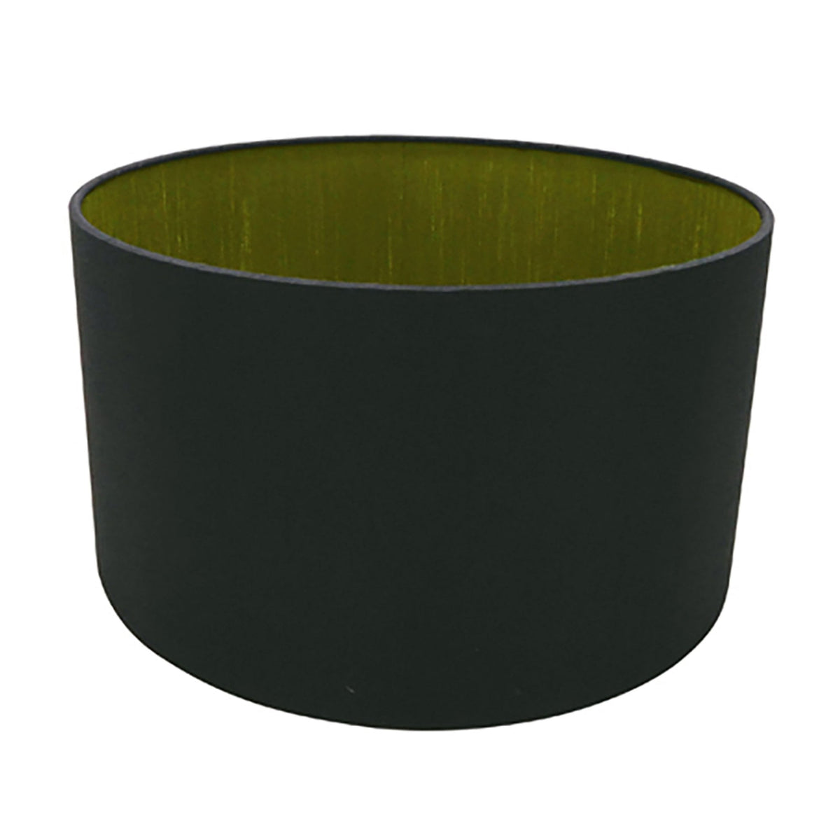 Sigma 30cm Midnight Black Faux Silk Drum Shade With Olive Green Lining