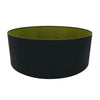 Sigma 60cm Midnight Black Faux Silk Drum Shade With Olive Green Lining