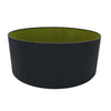 Sigma 50cm Midnight Black Faux Silk Drum Shade With Olive Green Lining