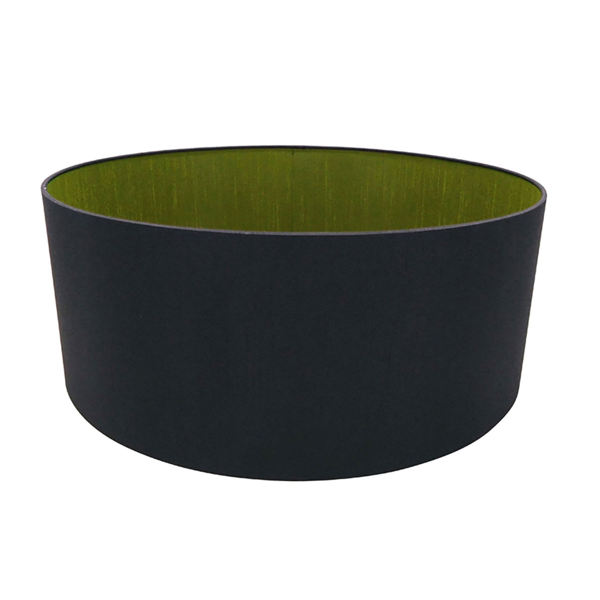 Sigma 50cm Midnight Black Faux Silk Drum Shade With Olive Green Lining
