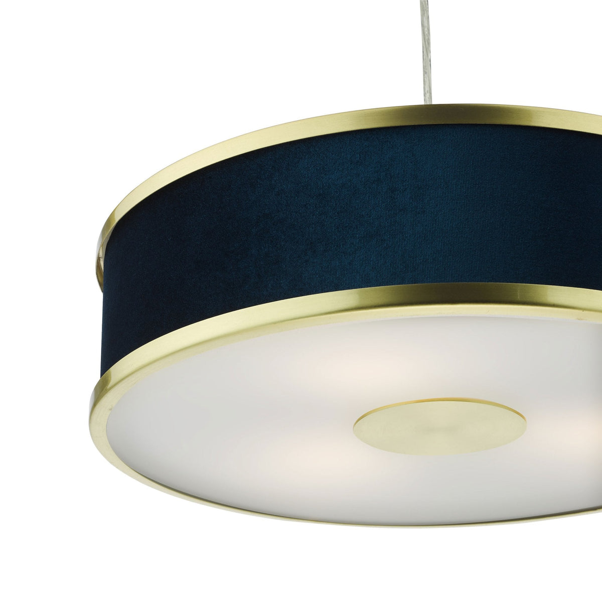 Alvaro Pendant In Brushed Brass With Navy Blue Velvet Shade