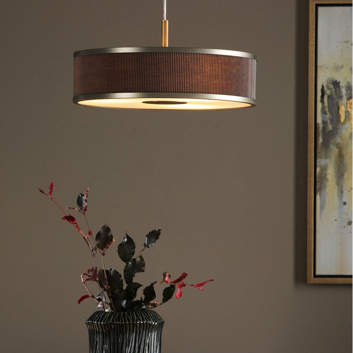 Alvaro Pendant In Antique Bronze With Pleated Mushroom Shade