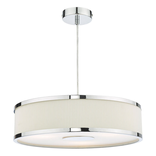 Alvaro Pendant In Polished Chrome With Pleated Ivory Shade