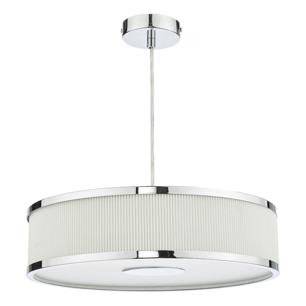 Alvaro Pendant In Polished Chrome With Pleated Ivory Shade
