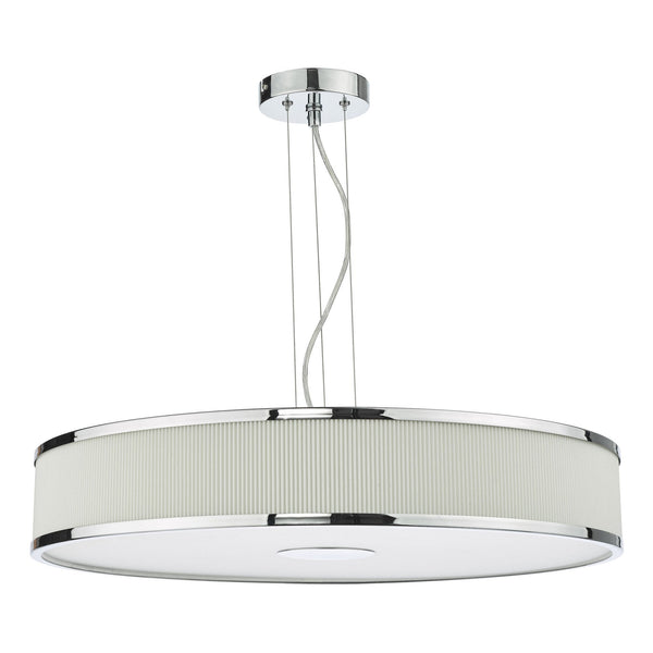Alvaro Large Light Pendant In Polished Chrome With Pleated Ivory Shade