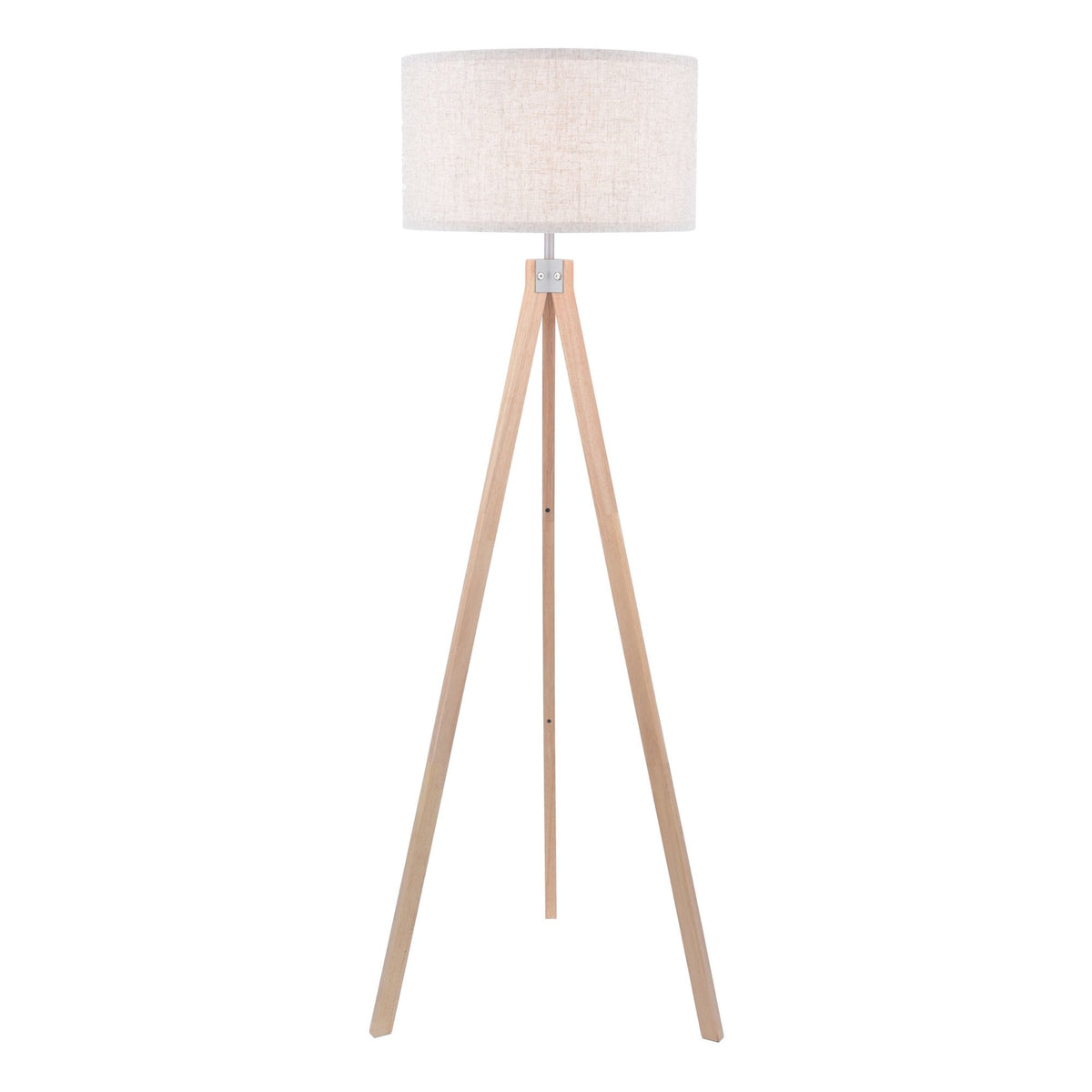 Armitage Tripod Light Wood Floor Lamp With Natural Linen Shade