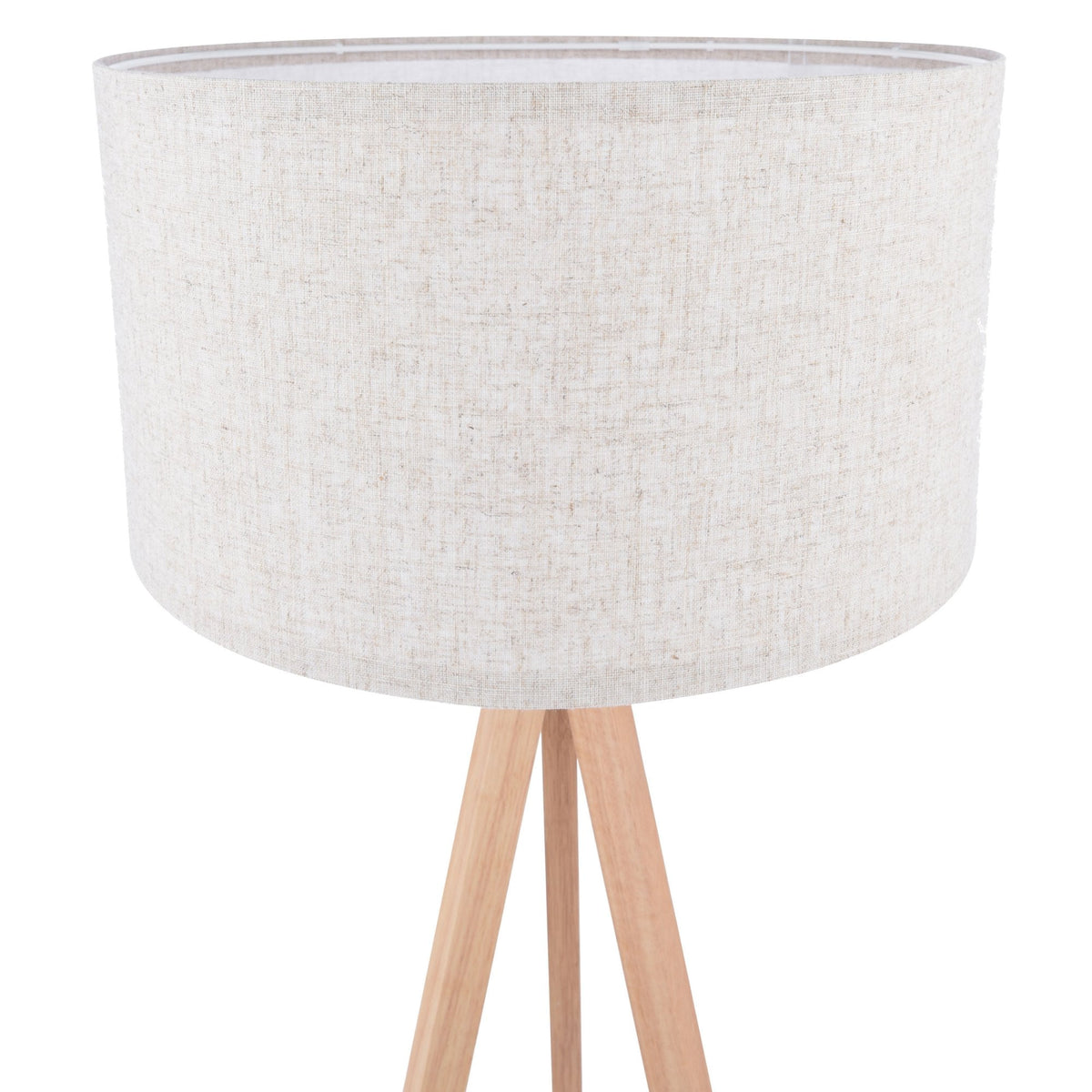 Armitage Tripod Light Wood Floor Lamp With Natural Linen Shade