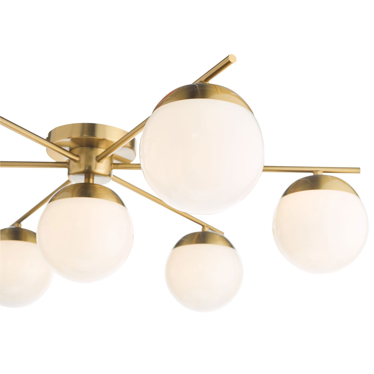 Bombazine Brass Semi-Flush Ceiling Light With Opal Glass Shade