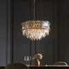 Chaldon Nine Light Pendant Chandelier in Brass with Clear Cut Faceted Crystals