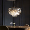 Chaldon Nine Light Pendant Chandelier in Nickel with Clear Cut Faceted Crystals
