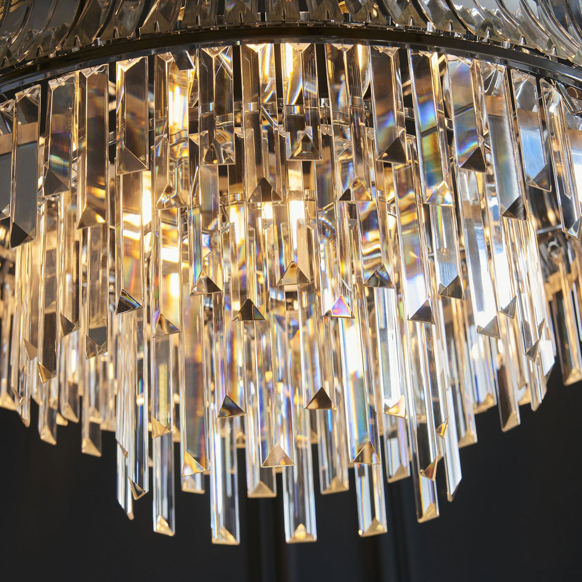 Chaldon Nine Light Pendant Chandelier in Nickel with Clear Cut Faceted Crystals