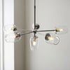 Maeve Six Light Adjustable Stem Pendant in Bright Nickel & Clear Glass
