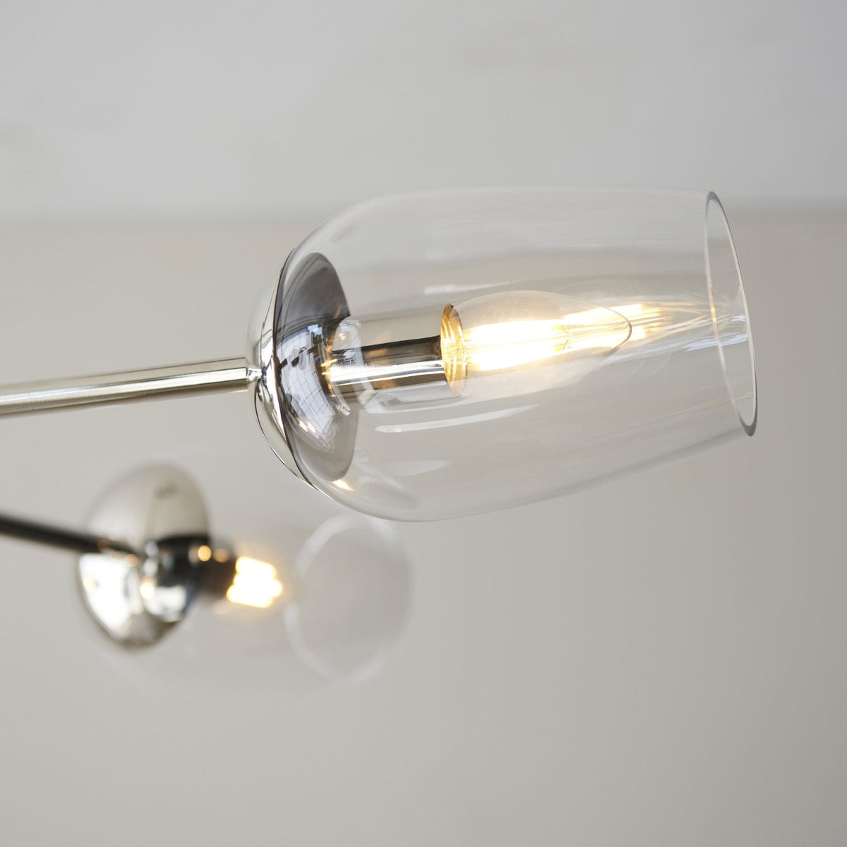 Maeve Six Light Adjustable Stem Pendant in Bright Nickel & Clear Glass