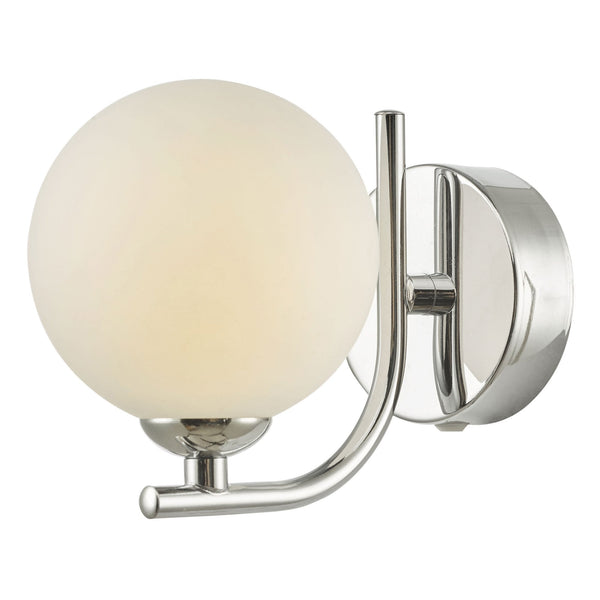 Cradle Switched Wall Light In Polished Chrome With Opal Glass Shade