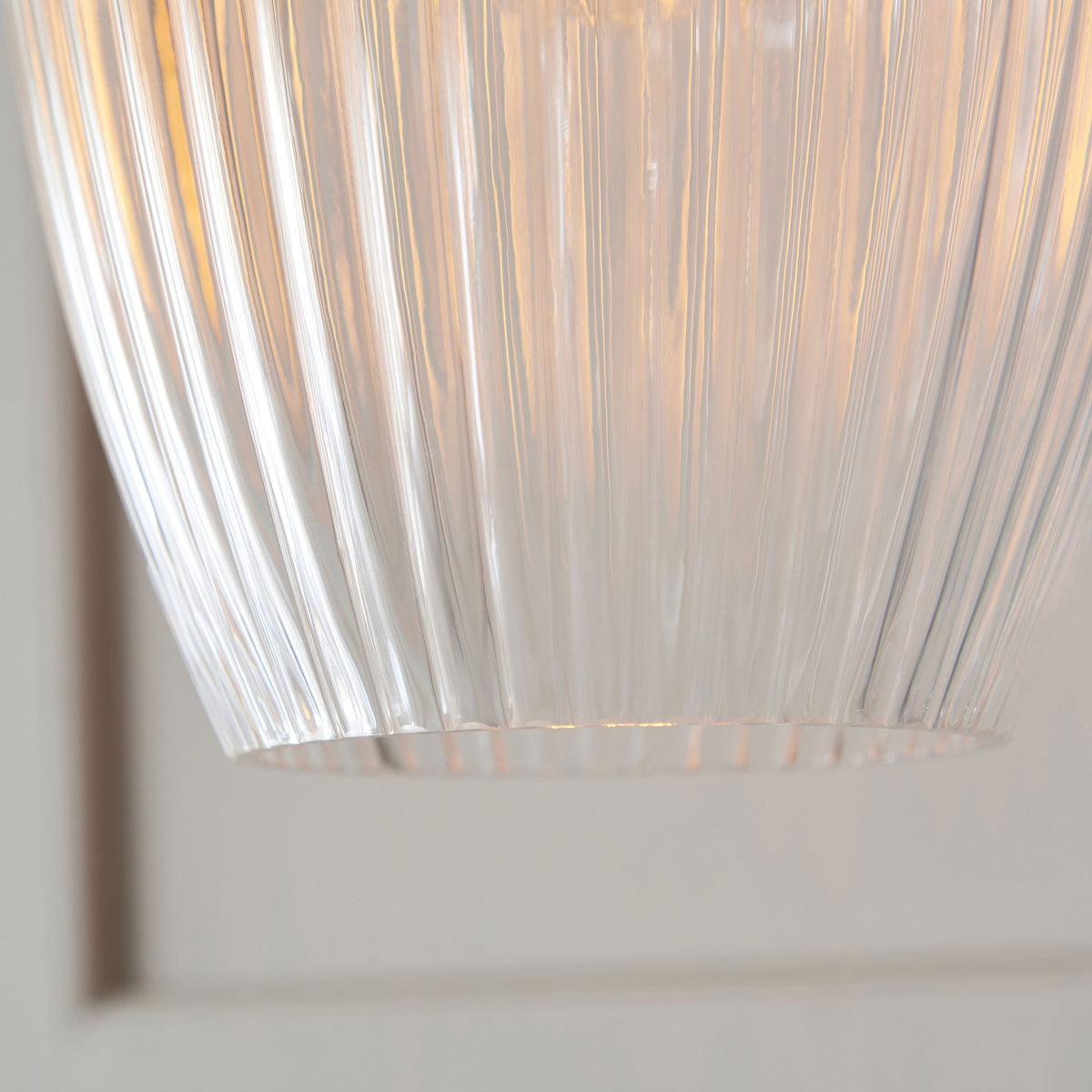 Hoburne Pendant in Bright Nickel with Clear Ribbed Glass