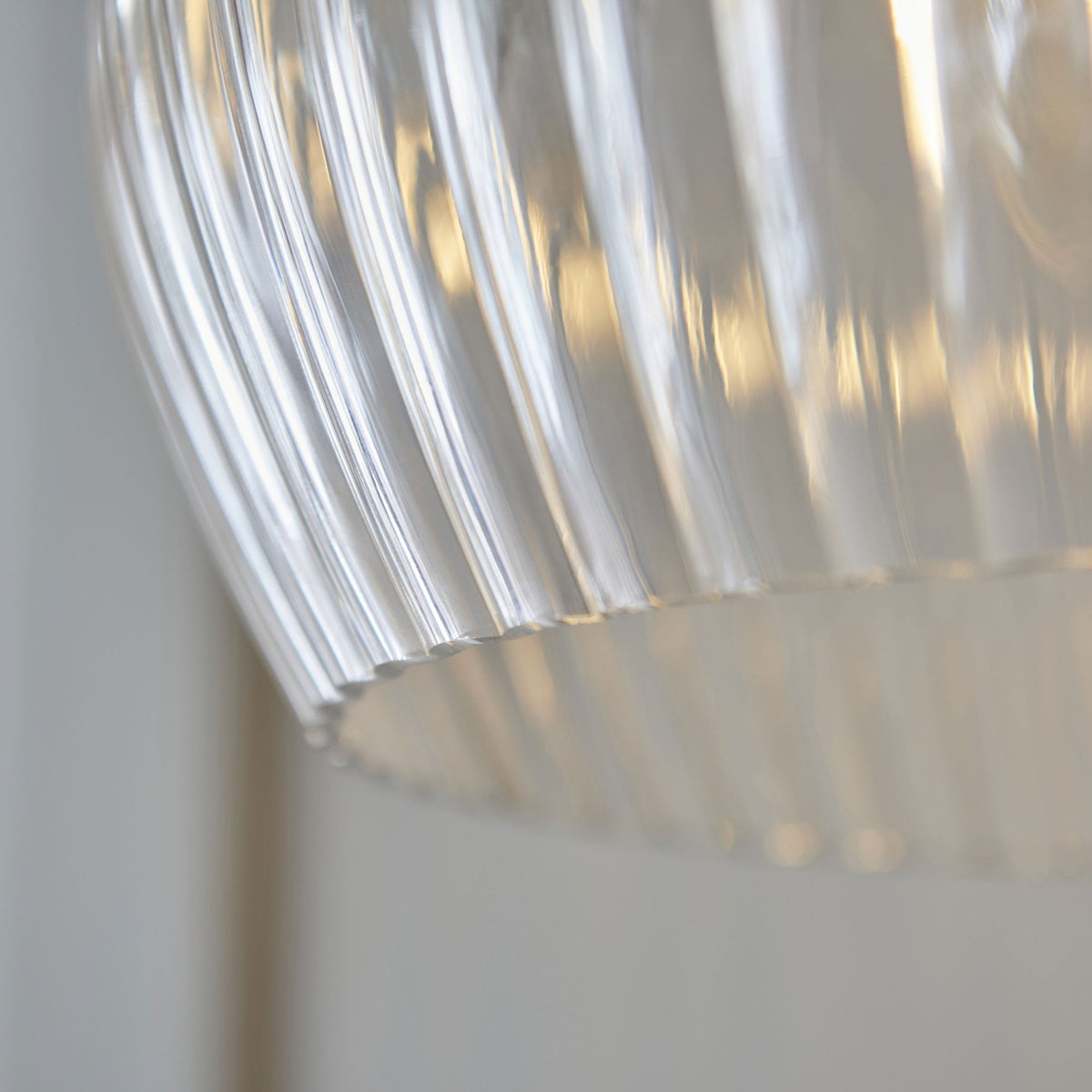 Hoburne Medium Pendant in Bright Nickel with Clear Ribbed Glass