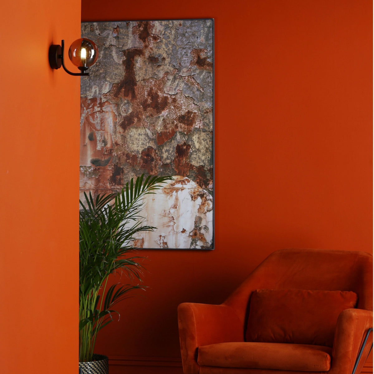 Cradle Switched Wall Light In Matt Black With Smoked Glass Shade