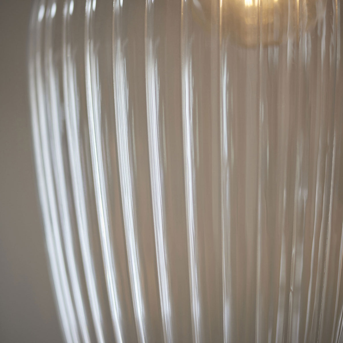 Hoburne Large Pendant in Bright Nickel with Clear Ribbed Glass