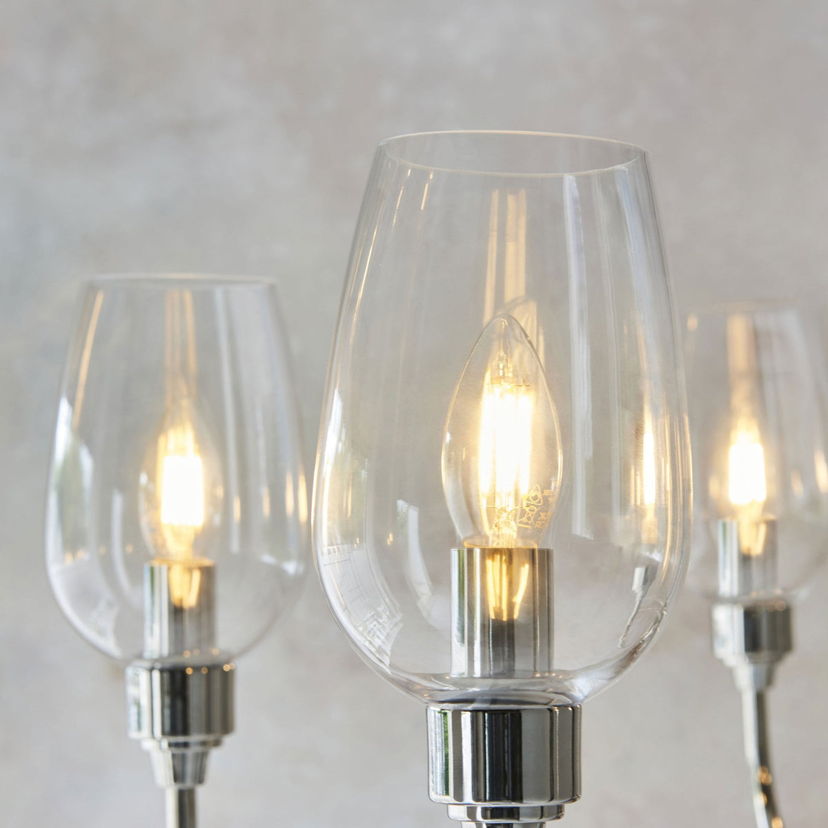 Martell Six Light Pendant in Bright Nickel & Clear Glass