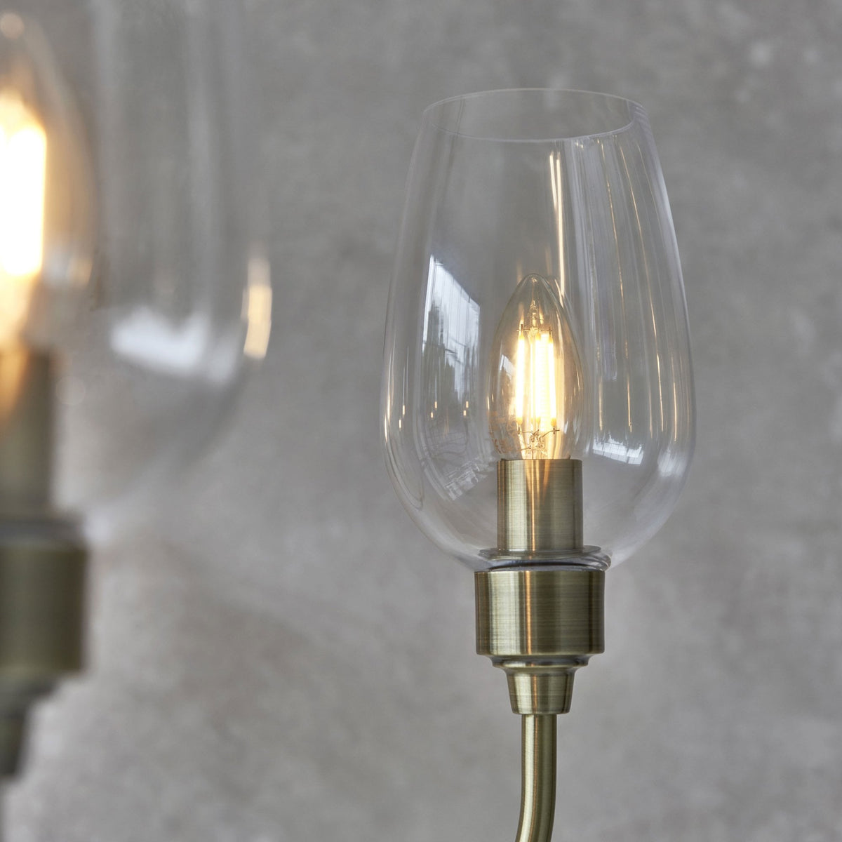 Martell Six Light Pendant in Antique Brass & Clear Glass