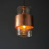 Chiswell Pendant in a Hammered Copper & Clear Textured Glass