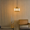 Demarius Single Pendant In Natural Brass With Amber Ribbed Glass Shade