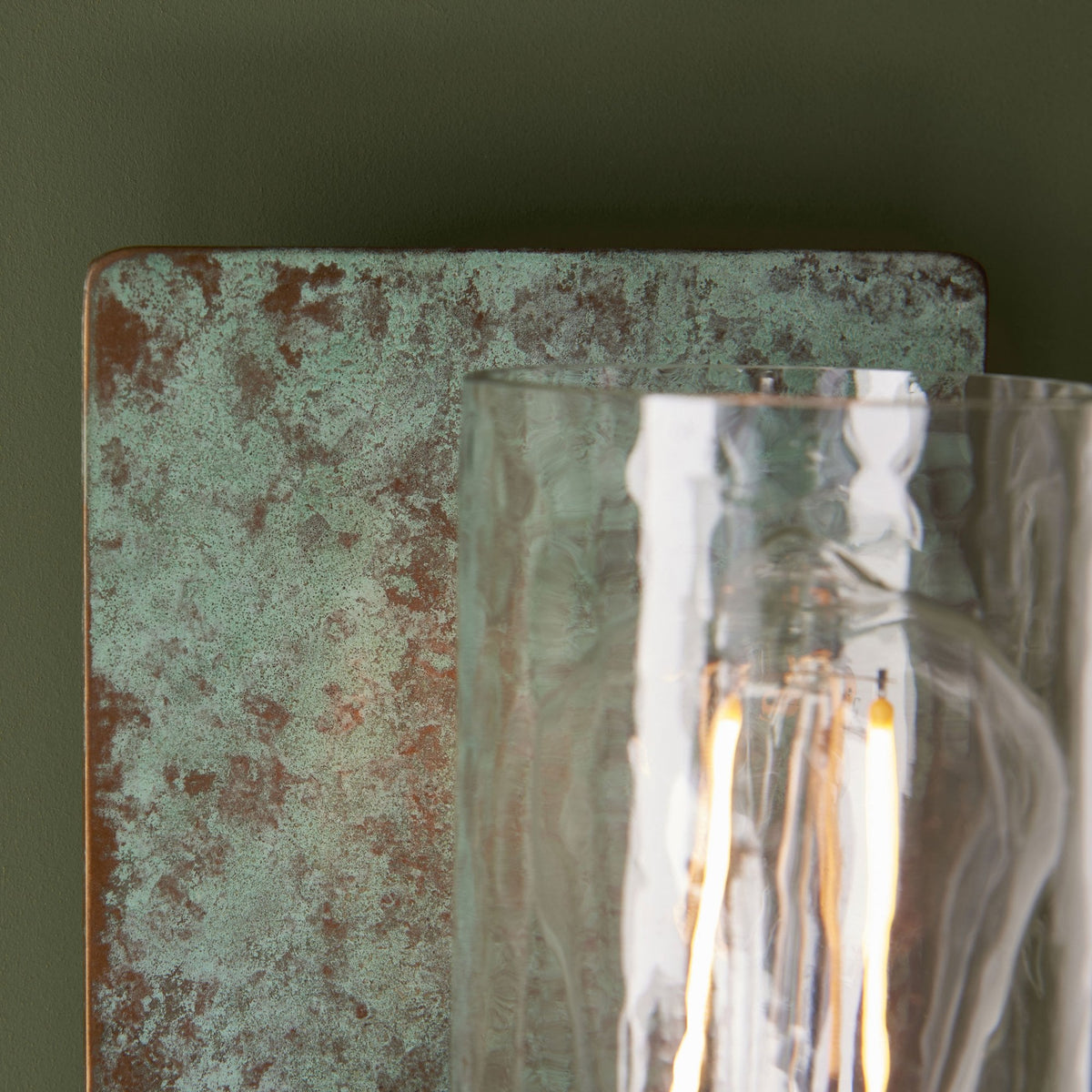 Chiswell Wall Light in Verdigris Bronze & Clear Glass