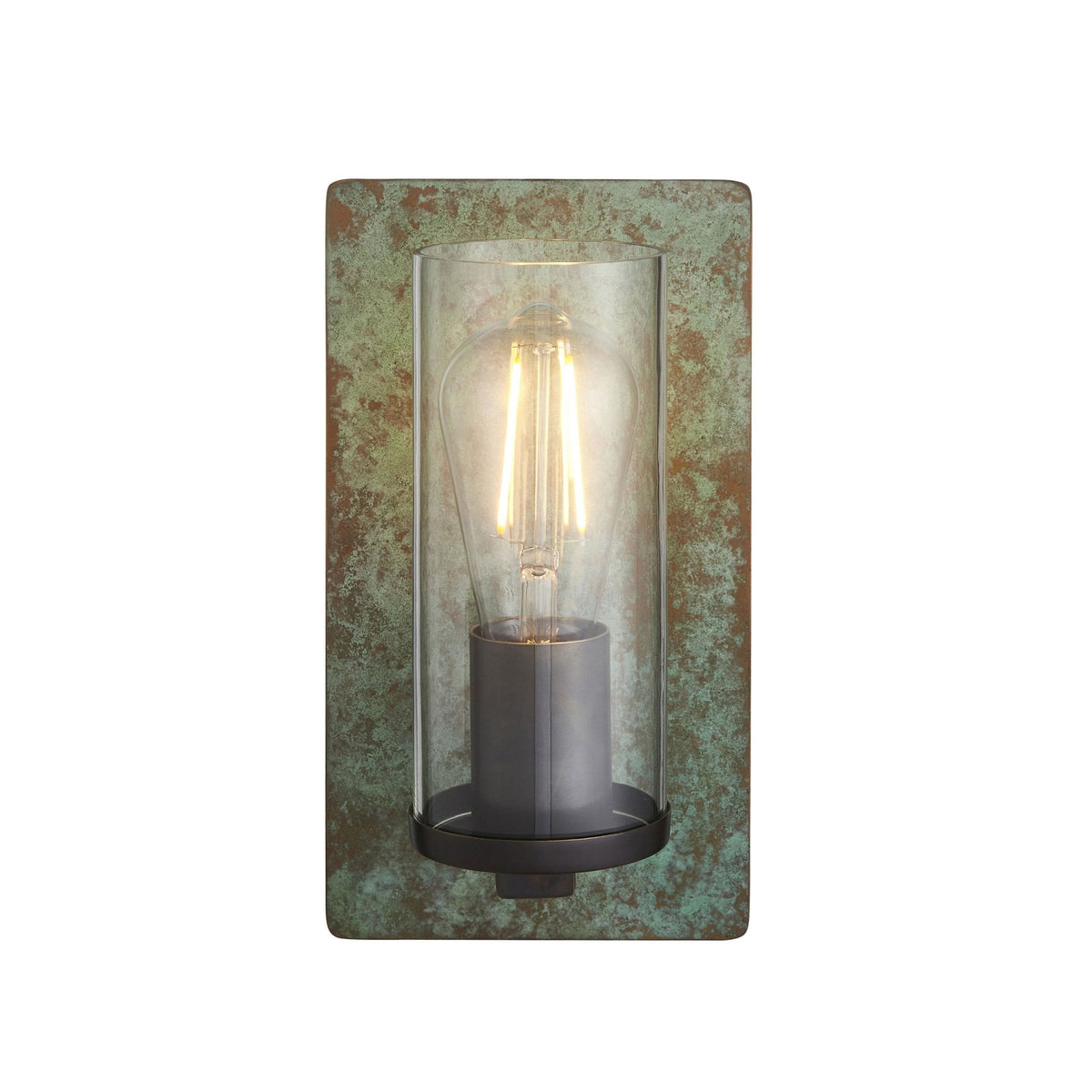 Chiswell Wall Light in Verdigris Bronze & Clear Glass
