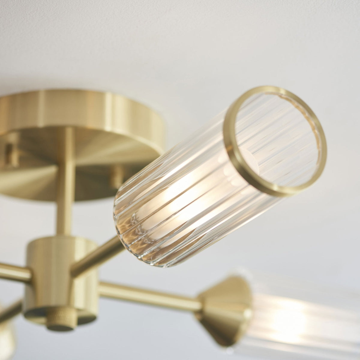 Gillingham 4 Light Semi Flush in Satin Brass