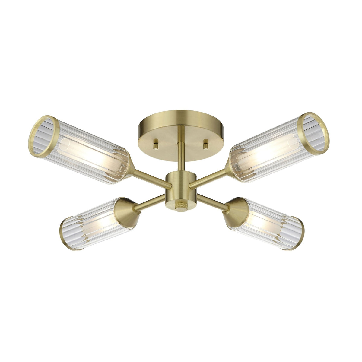 Gillingham 4 Light Semi Flush in Satin Brass