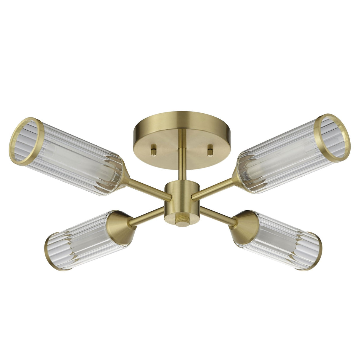 Gillingham 4 Light Semi Flush in Satin Brass