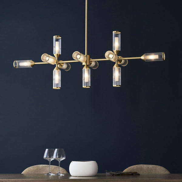 Gillingham 13 Light Linear Pendant in Satin Brass
