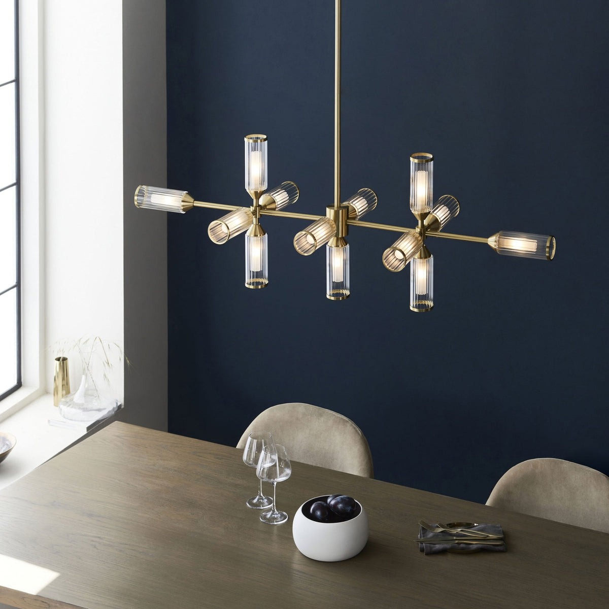 Gillingham 13 Light Linear Pendant in Satin Brass
